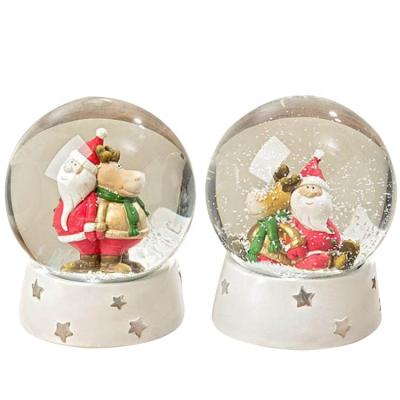 China Wholesale Europe Christmas Mini Resin Elk Snowman Water Snow Globe With Blowing Snow for sale