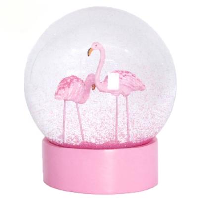 China Europe Anyou Custom 100mm Home Wedding Decor OEM Souvenir Flamingo Resin Snow Globe for sale