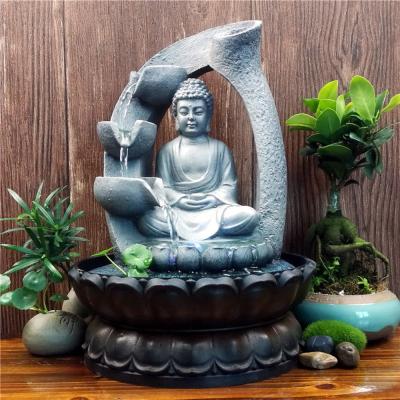 China China Hot Sale Home Feng Shui Table Top Decor Polyresin Resin Buddha Indoor Water Fountain for sale