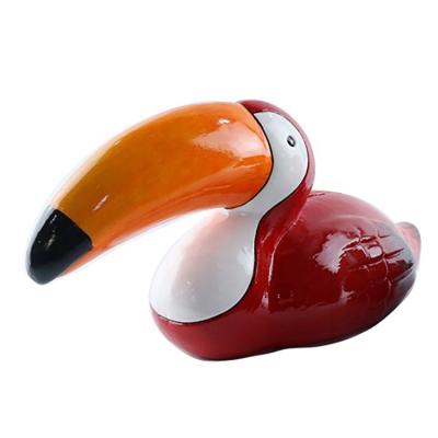 China Anyouo porcelain tabletop luster hand painting toucan ceramic figure house for sale