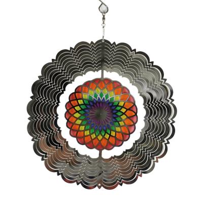 China Art Decor Wholesale laser cut Anyouo 3 D stainless steel metal flower wind spinner for home and garden decor for sale