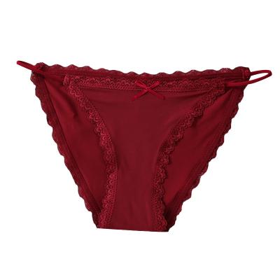 China Hot Selling Anti-Static Custom Thong Cheap Good Quality Low Waist Sexy Women Lace Up Women's Panties for sale