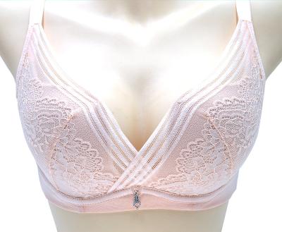 China Breathable High Quality Material Comfortable Bra Pink Lace Up Sexy Bra Set For Woman for sale