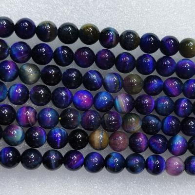 China Other Hot Selling 8mm Simple Round Stone Beads Multicolor Tiger Eye Beads for sale