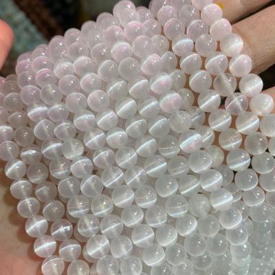 China Other Natural White Selenite Polished Stone Beads Round Beads for sale