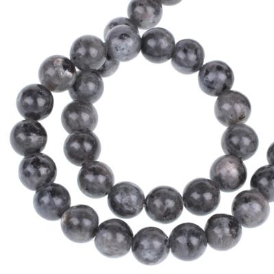 China Other Natural Gemstone Beads Larvikite Single Round Loose Stone Beads For Rosary Making for sale