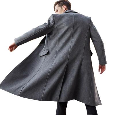 China QUICK DRY fashionable men's comic collar single button over - knee slim coat in popular solid style long suit coat for sale