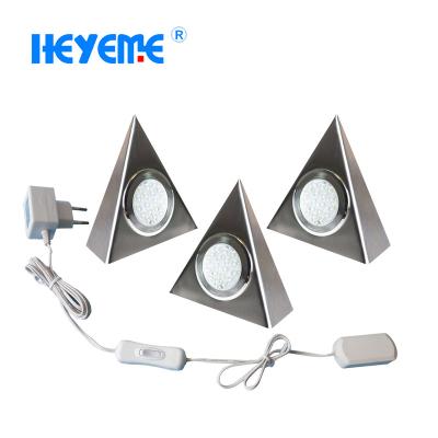 China AC100V-240V Modern Triangle Stainless Steel LED Cabinet Light Furniture Light For Surface Mounted Under Cabinet Light for sale