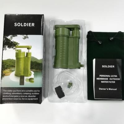 China Ultrafiltration Outdoor Personal Water Filter Purifier Outdoor Bottle with Pump to Increase Camping Use Military Water Supply for sale