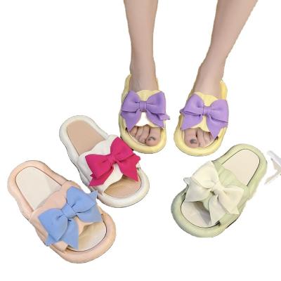 China Trend 2023 fashion spring and summer new stepping on the cute female home bow heart sense girl simple casual flat slippers flip-flops for sale