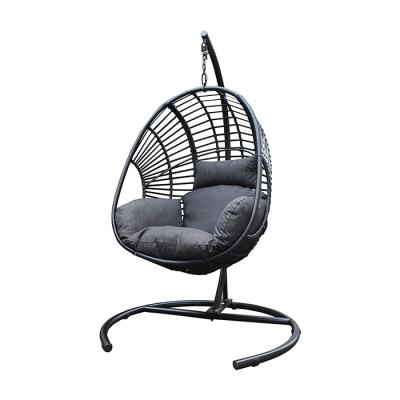 China YASN Modern HWQQ007 Customized Logo Gray Modern Rattan Hanging Swing Chair With Stand For Adult for sale