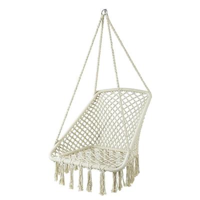 China YASN DY010 Led Basket Cotton Rope Mesh Macrame Outdoor Indoor Swinging Chair Soft Hanging Chair For Bedroom With Light for sale