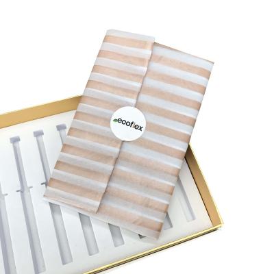 China Best Quality Recyclable Rose Gold Stripe White Wrapping Tissue Paper Custom for sale