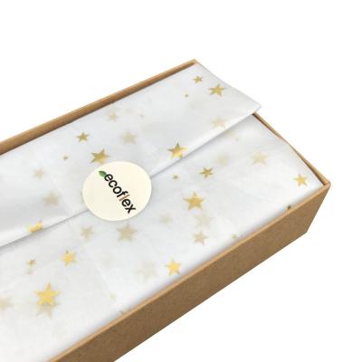 China Recyclable Factory Price Cheap Gold Stars Patterned Gift Wrapping Tissue Paper For Holidays for sale