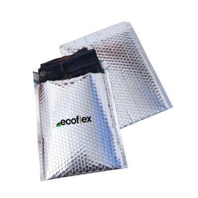 China Strong Adhesive Luxury Custom Brand Bubble Mailer Metallic Silver Foil Laminated Mailing Bags For Clothing for sale