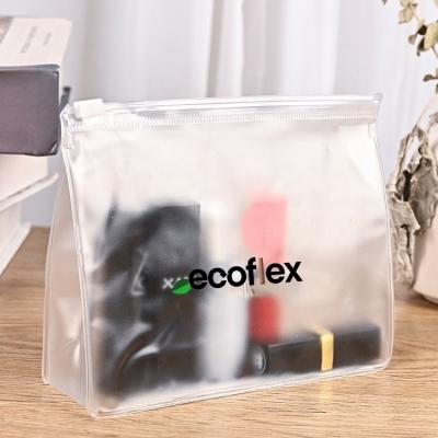 China Eco Brand Recyclable Logo Cosmetic Makeup PVC Zipper Bag Reusable Custom Plastic Bag For Packaging for sale