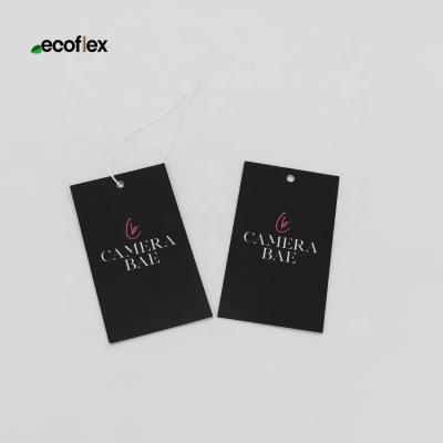 China Sustainable Luxury High Quality Apparel Dangling Hang Tags With Company Logo Black for sale