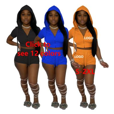 China 2022 Breathable Custom Casual Women's Hoodie And Shorts Sporty Women Set Pant Suits For Women Summer for sale