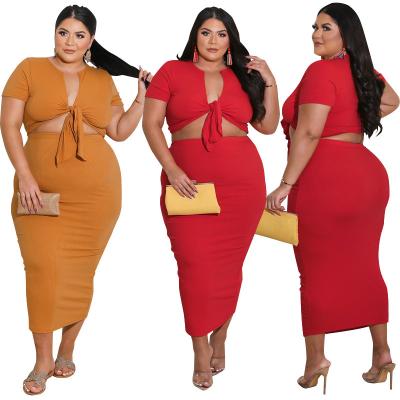 China 2022 Summer Breathable Plus Size Skirt 2 Piece Set Women Clothing Two Piece Set Skirt for sale