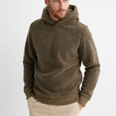 China Winter Men's Casual Thick Windproof Outdoor Hooded Sweater Custom Logo Anti-Shrink Hoodies Solid Sherpa Fleece for sale