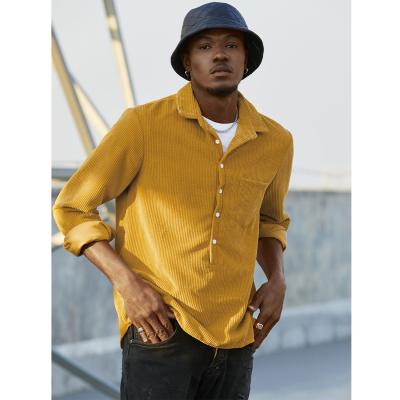 China Best Quality Men's Clothing Autumn Men's Loose Jacket Shirt Solid Viable Causal Corduroy Plus Size 100% Cotton Mens Shirts for sale