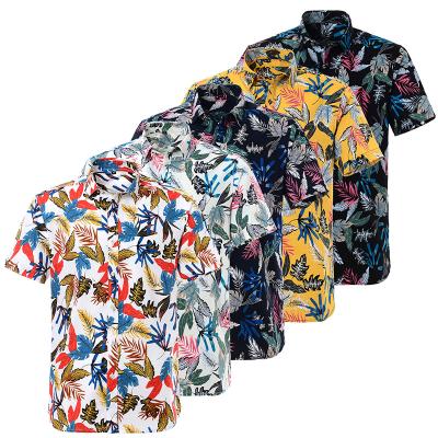 China Cotton Summer Mens Hawaiian Slim Short Sleeve Single Breasted Shirts Viable Graphic Print Plus Size Shirt for sale