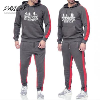 China Custom Service Men Two Piece Sets OEM Size Solid Color Plus Joggers Printed Long Sleeve Hooded Sweatsuit for sale