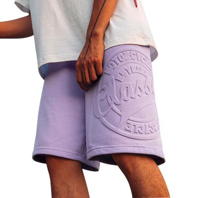 China Custom 3D Anti-Wrinkle Embossed Logo Unisex Casual Gym Men's Shorts Pants Cotton Sweater Men Biker Shorts Cargo for sale