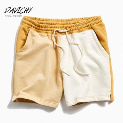 China Custom colorblock men's cotton French patchwork men's shorts Anti-wrinkle streetwear streetwear terry sweat shorts for sale