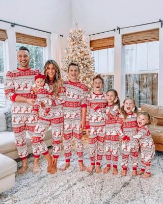 China 2021 new holiday compressed suit clothes two pieces snowflake couples parent-child children Christmas pajamas for family for sale