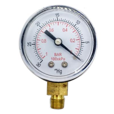 China Black steel case HUBEN 2 in. Black Steel Case Internals Brass Pressure Gauge with 1/8 in. NPT bottom connection and 30 in. range. Hectogram VAC/kPa for sale