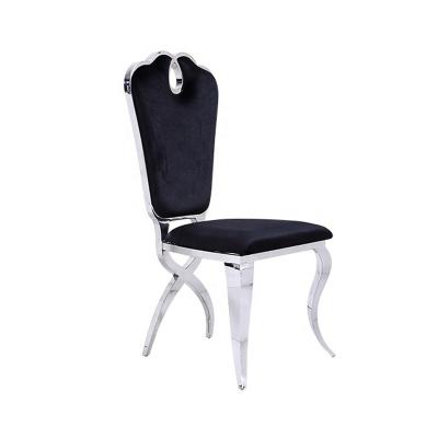 China (Other) Dining Room Furniture Adjustable Metal Stainless Steel Chair Black Velvet Restaurant Wedding Hotel Dining Chairs for sale