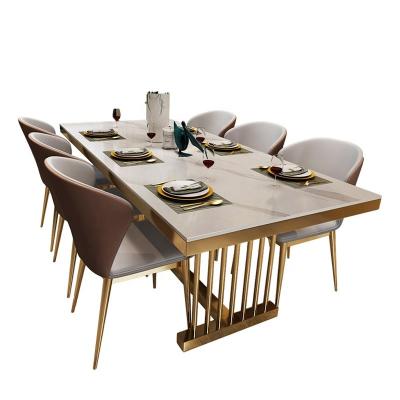 China Stainless Steel Dining Furniture Rectangular Luxury Dining Table Set Modern Marble Dininng Table and Chair Restaurant Dining Tables for sale