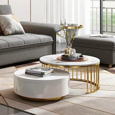 China Modern Living Room Furniture Nesting Wrought Iron Smart Nordic Marble Coffee Table Modern Luxury Tea Coffee Tables for sale