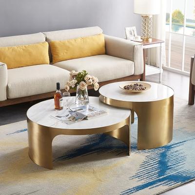 China Stainless the other living room furniture white metal coffee table design round modern coffee table luxury high quality coffee tables for sale