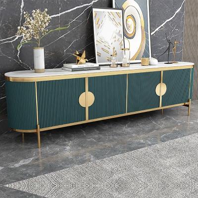 China Living Room Furniture Tea Table Combination Set Center Marble TV Table Modern Metal TV Cabinet and TV Cabinet Stands for sale