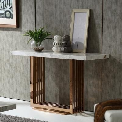 China Living Room Furniture Gold Marble Console Table Stainless Steel Modern Luxury Hotel Wedding Console Tables for sale