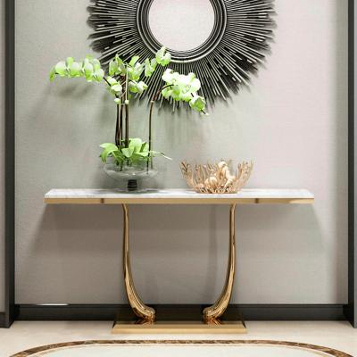 China Marble (Full Size) Living Room Furniture Adjustable Modern Gold Console Table Modern Console Table With Mirror Luxury Console Tables for sale