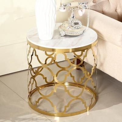 China Stainless Steel Living Room Furniture Side Tables for Modern Hotel Modern Round Tables Living Room Stainless Steel End Bedside Side Table for sale