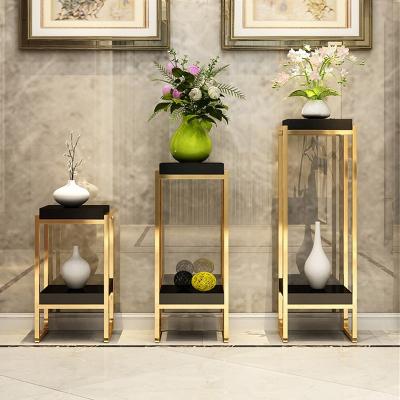 China Modern Home Furniture Rectangular Gold Wedding Flower Stand Stainless Steel Metal Plant Rack Plants Stand for sale