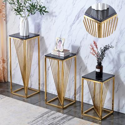 China Modern Other Home Furniture Wedding Flower Stands Gold Flower Stand Indoor Stainless Steel Gold Metal Plant Rack for sale