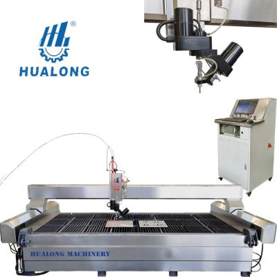 China Building Material Stores Hualong Manufacturer CNC Water Jet Waterjet Cutting Machine 5 Axis Stone Cutter For Glass Metal Ceramic Tile Countertop for sale