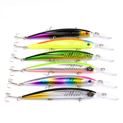 China Plastic Minnow Fishing Lures Bait Tackle #6 Treble Hook 14.5cm / 12.7g for sale