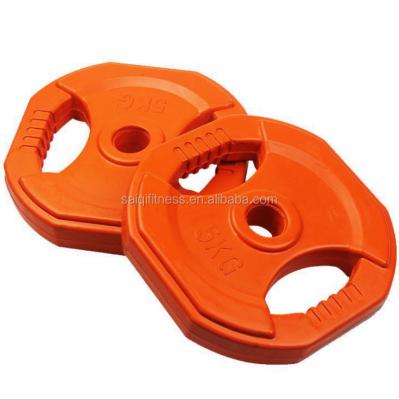 China Colorful Rubber Coated Weight Lfiting 2 Grips Octagon Weightlifting Plates for sale