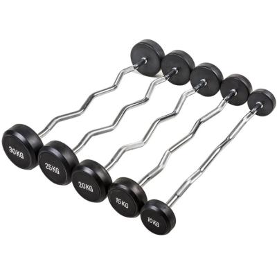 China Commercial Weight Lifting Equipment Factory Direct Selling Rubber Fixed Straight Barbell Set for sale