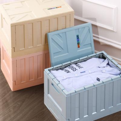 China Sustainable large capacity can be freely folded folding storage can be folded plastic clothes toy with lid storage box for sale