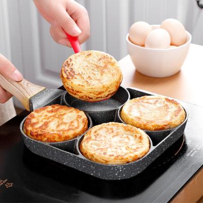 China Viable Medical Four-Hole Omelette Breakfast Stone Burger And Non-Stick Egg Casserole Small Frying Pan for sale