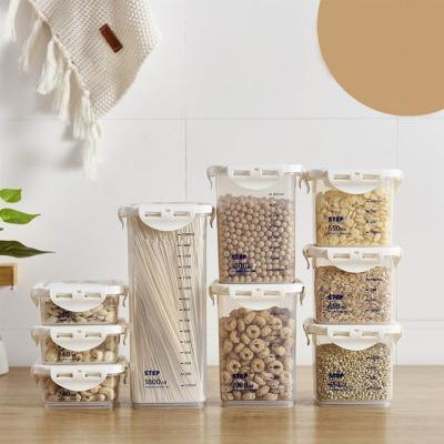 China Amazon Cereal Display Canister Kitchen Plastic Storage Boxes Food Stocked Airtight Dry Storage Container With Lids for sale