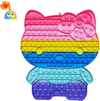 China Big Cute Rainbow Large Cat Push Bubbles Silicone Fidget Toy Autism Safety and Relaxation Anxiety for Kids Girls Adults for sale