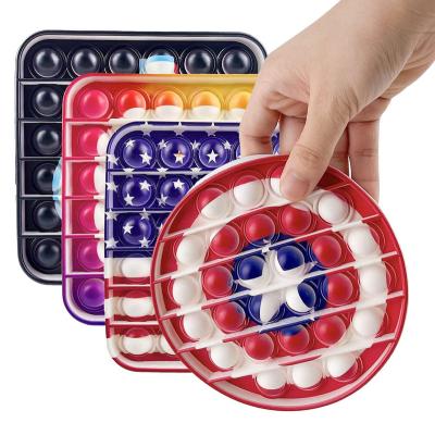 China Safety USA Flag and Shield Design Educational Toys Squeeze Toys Push Button Push Bubbles Busy Person Sensory Toy for sale